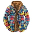 thumbnail image 5 of Toamir Mens Flannel Big And Tall Jackets For Men Zip Up Hoodie Sherpa Lined Jacket Shirt Autumn And Winter Thickened Yellow 4XL, 5 of 5