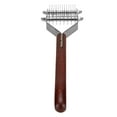 thumbnail image 1 of Dog Undercoat Rake Comb, Comfortable To Hold Pet Dematting Comb 2 Rows Teeth Curved Edges Wooden Handle  for Cat for Hair Removal Upper 13 Lower 8 Blades,Upper 18 Lower 10 Blades, 1 of 7