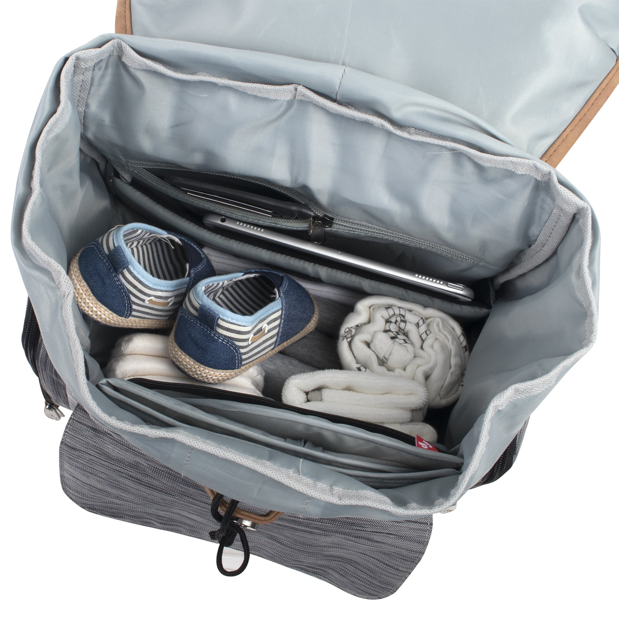 Fisher-Price Cairn Adjustable Backpack Diaper Bag with Insulated Bottle Pocket, Heather Gray