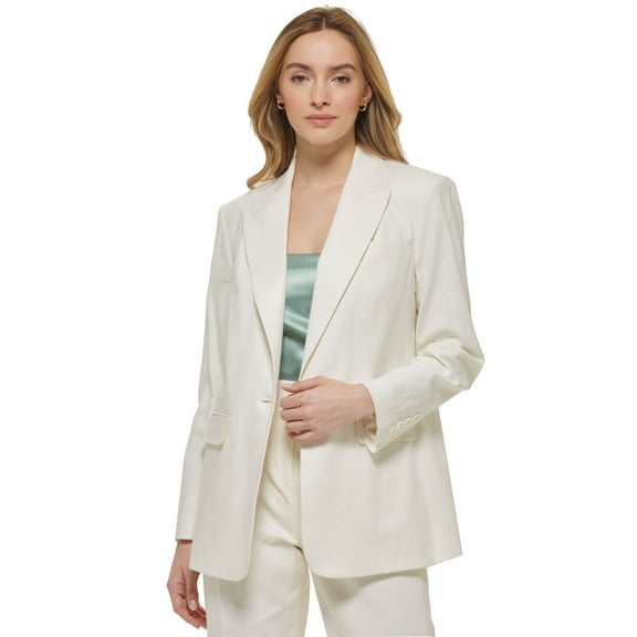 Women's X-Fit Single Button Linen Blend Blazer Cream 14