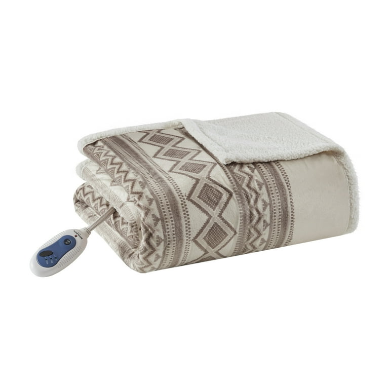 BIDDEFORD Grey Snowflake 14in X 17in Heated Blanket In, 52 OFF