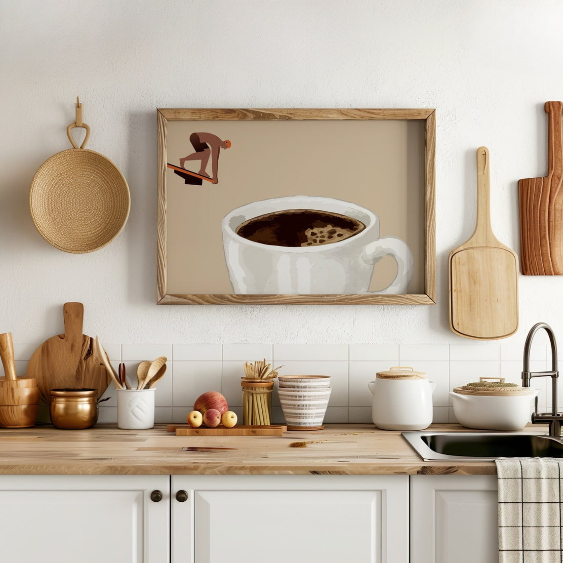 Coffee Diver Modern Kitchen Decor Wall Art