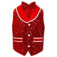 thumbnail image 2 of Sholeno Kids Boys Girls Sleeveless Shiny Sequin Vest Sparkly Button Down Velvet Tuxedo Waistcoat for Wedding Red 8, 2 of 4