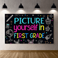 thumbnail image 5 of Colorful Chalk Style Picture Yourself in First Grade Banner Backdrop Decorations Party Supplies Photography Props Classroom Decor Graduation Party Backdrop, 5 of 7