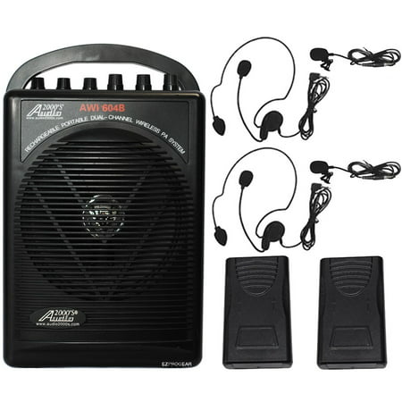 Audio2000 AWP-604BLL 25W Portable All-In-One Dual Channel Wireless Rechargeable PA System with 2