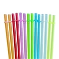 thumbnail image 2 of Straws Drinking Plastic, Reusable Straws Travel, 10 in, Reusable Boba Straws, Wide Mouth, 12 Pcs, Multi Bright tones, 1 Cleaning Brush, on The Go Use, 2 of 6