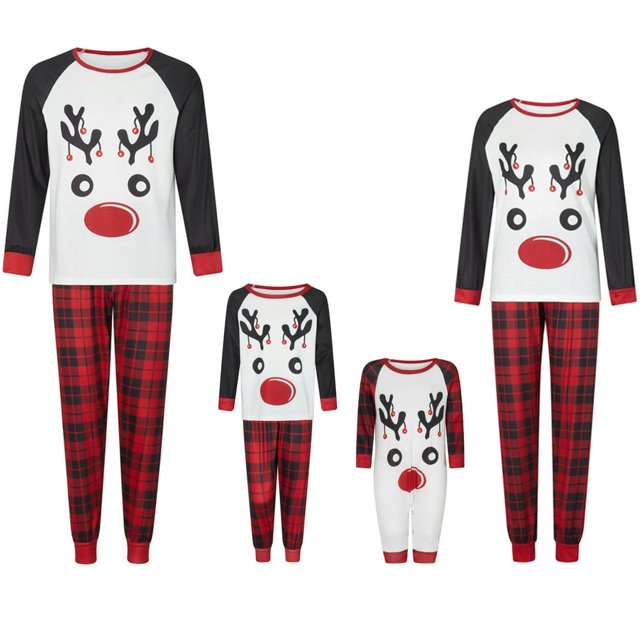Ensemble de Pyjamas Assortis de Noël pour la Famille Élan Pyjamas de Noël Vêtements de Nuit pour Adultes Enfants Bébé Chien