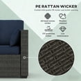 thumbnail image 2 of Outdoor 3-Seat PE Rattan Sofa Deep Seating with Removable Cushions for Patio Deck Garden | Navy Blue | Polyester, Rattan, Steel, 2 of 13