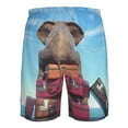 thumbnail image 6 of Kll Elephant Sits On A Stack Of Luggages Ocean Men'S Casual Summer Beach Shorts Hawaiian Shorts With Pockets-Small, 6 of 9