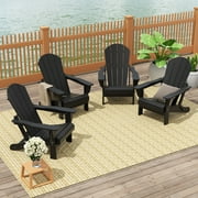 FADINGFREE Outdoor Folding Adirondack Chair, All-Weather & Space-Saving HDPE Chair for Patio, Poolside, Deck & Graden, Black