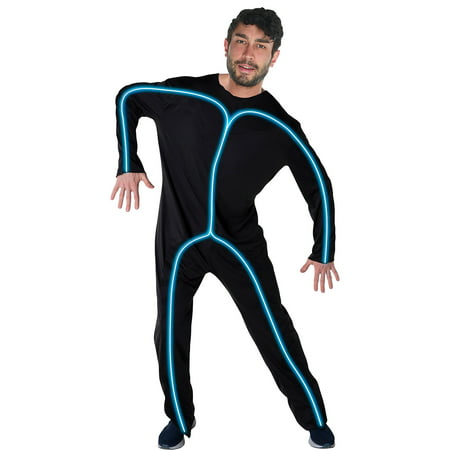 AFG Media Ltd Light-Up Blue Stick Man Costume for Adults, Standard Size, Includes a Jumpsuit with Blue EL
