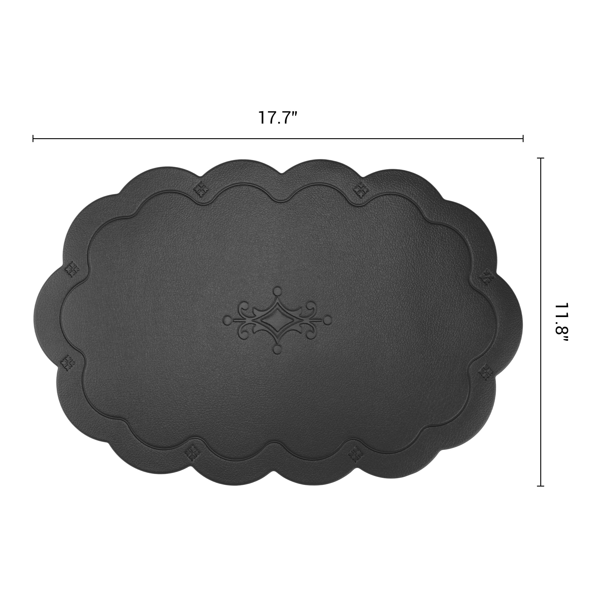 Unique Bargains Set of 6 Leather Waterproof Placemats for Kitchen Dining Table Black