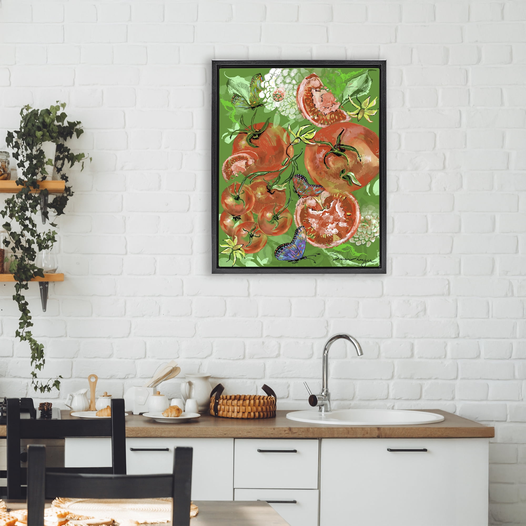 Stupell Industries Tomatoes Swirl Collage Black Framed Floater Canvas Wall Art, design by Susan Lugar