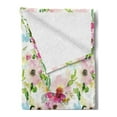thumbnail image 2 of Floral Soft Flannel Fleece Blanket, Spring Season Flowers Leaves Pastel Watercolors Hand Painted Vintage Romantic, Cozy Plush for Indoor and Outdoor Use, 50" x 60", Pink Purple Green, by Ambesonne, 2 of 5