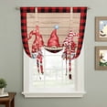 thumbnail image 2 of Christmas Tie Up Curtains 45 Inches Long, Kitchen Window Curtains Over Sink, Gnomes Poinsettia Wooden Grain Red Black Plaid Small Window Curtains Shade Balloon Curtains Valances for Bedroom 34"x45", 2 of 8