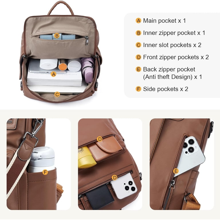 Womens Backpack Purse Vegan Leather Large Travel Backpack  display picture 1