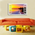 thumbnail image 2 of Window View of Beach Sunset Canvs Art Fake Open Window Wall Art Beach Sunset Framed Painting For Livingroom Office Bedroom Ready to Hang, 2 of 6