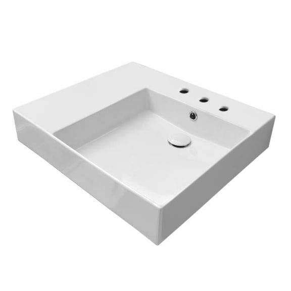 Nameeks Scarabeo 5148-Three Hole Teorema 2.0 Plus 23-5/8" Rectangular Ceramic Wall Mount /