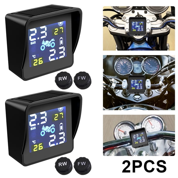 Nuevo Monitor Solar Presión Neumáticos Motocicleta Monitoreo Inalámbrico Detección Presión Neumáticos TPMS Universal Alta Precisión
