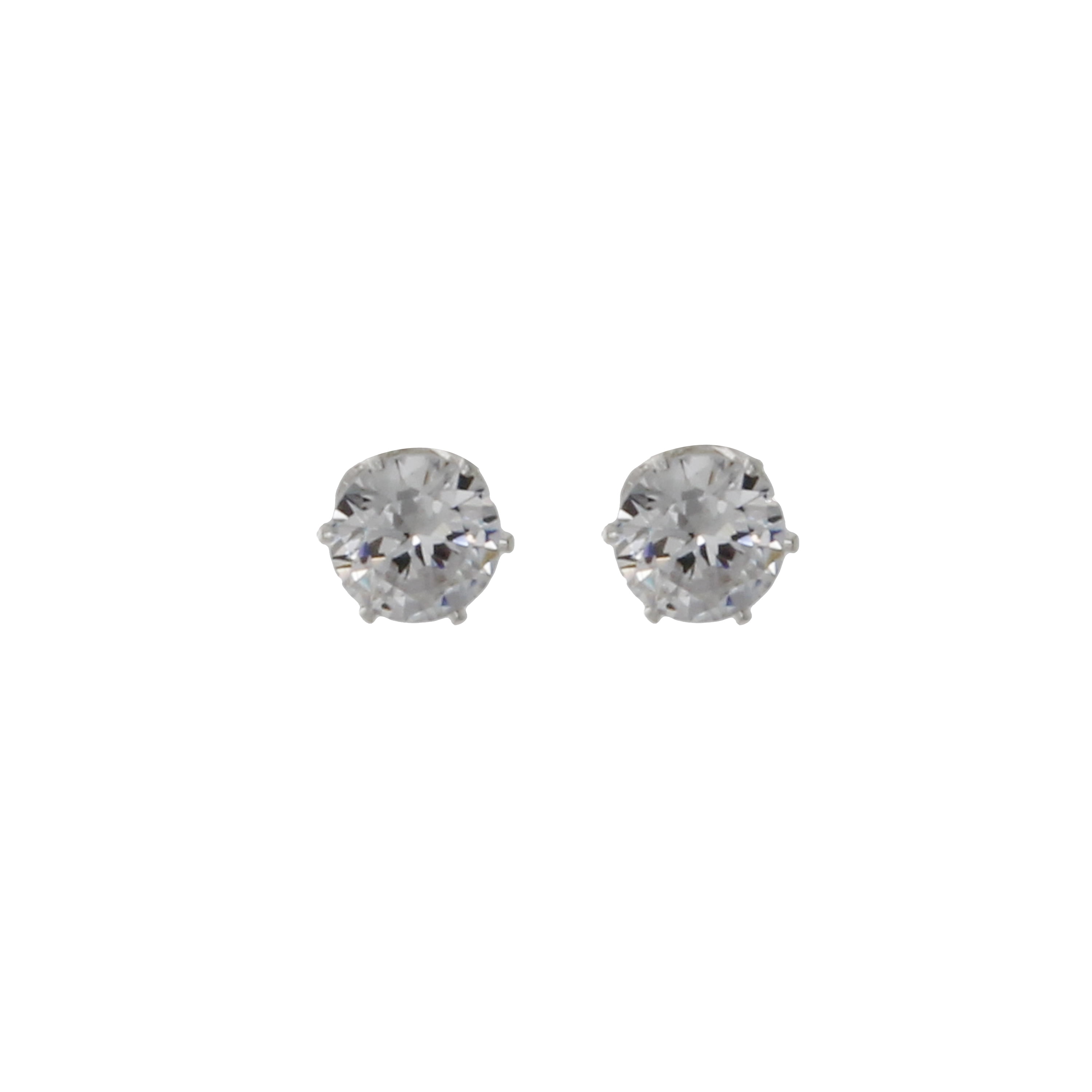 Silver Tone Stud CZ Earring