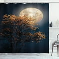 thumbnail image 1 of Ambesonne Moon Shower Curtain, Retro Yellow Flowers Tree, 69"Wx84"L, Dark Blue Orange, 1 of 3