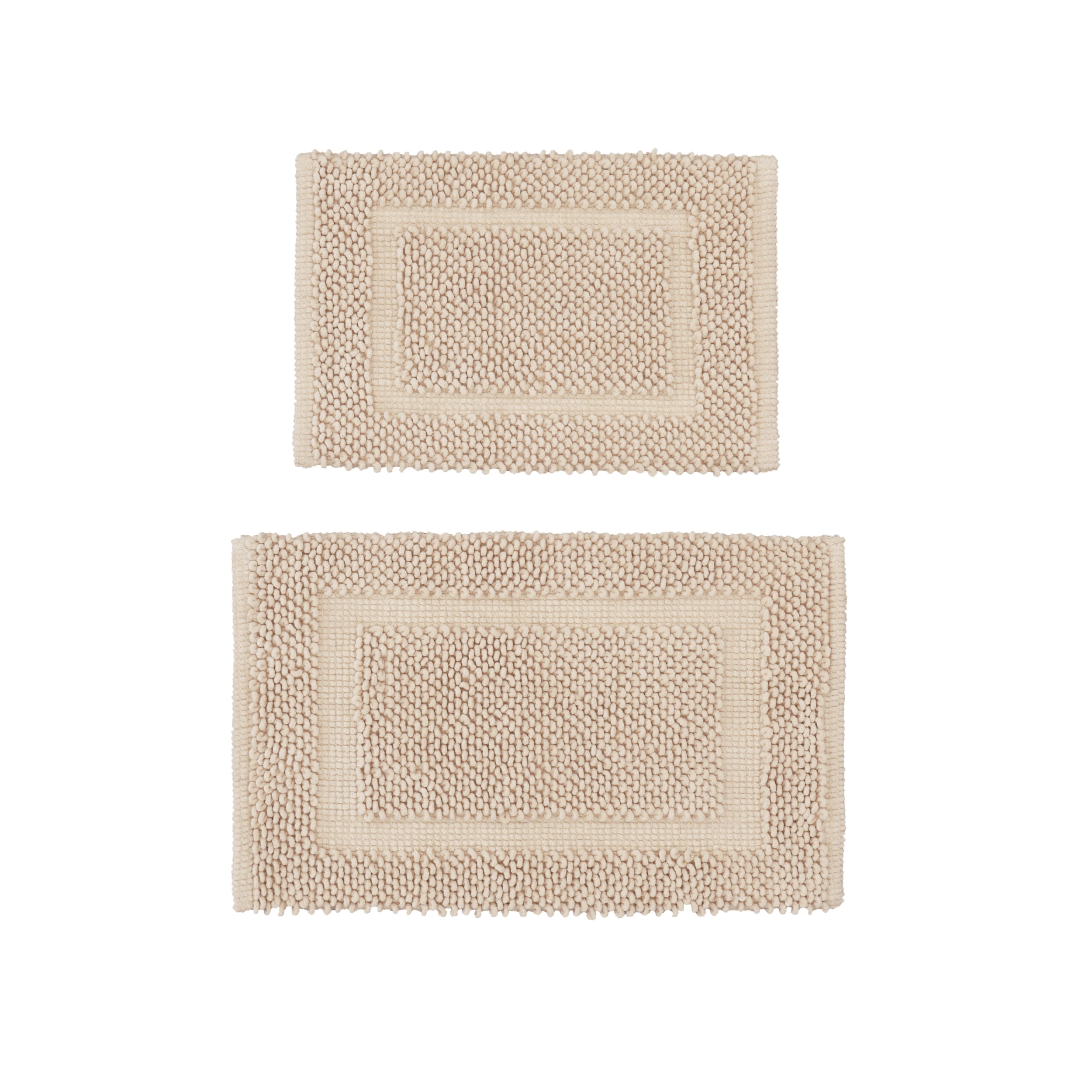 Jean Pierre New York Sophie Border 100% Cotton Non-Slip Bath Mat Set - Ivory - 17x24/20x32