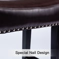 thumbnail image 6 of Lecut 26 Inch Wood Saddle Seat Barstool Set of 2 PU Leather Kitchen Counter Stools Nailhead Wood Pub-Height Saddle Stool Brown, 6 of 8