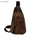 thumbnail image 2 of BadPiggies Men's Vintage Sling Bag Canvas Satchel Shoulder Bag Messenger Bag Travel Hiking Backpack, 2 of 8