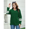 thumbnail image 5 of QINCAO Womens Long Sleeve Tops V Neck Pullover Casual Tunic Sweatshirts Green, 5 of 6