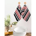 thumbnail image 2 of Red Black Stripe Kitchen Dish Towels for Drying Dishes Set of 2, Farmhouse Minimalist Striped Waffle Weave Microfiber Hand Tea Bathroom Towels Quick Dry & Absorbent Towel 12x12, 2 of 7