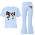 thumbnail image 6 of Amidoa Girls Summer 2 Piece Outfits Kids Print Short Sleeve and Pants Casual Clothing Sets Light Blue Size 5T, 6 of 7