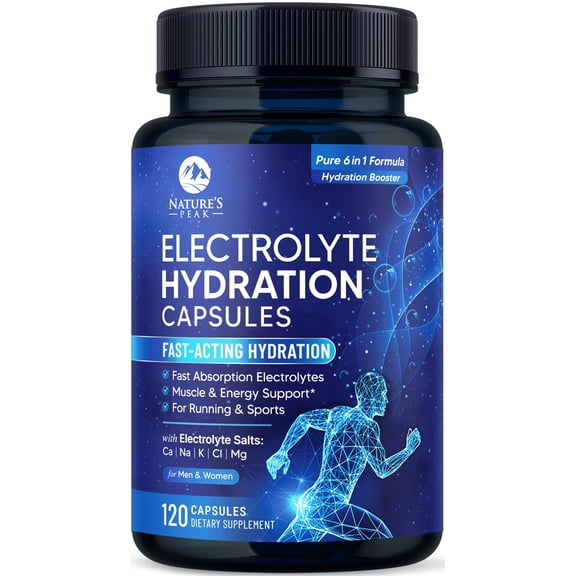 Electrolytes Supplement - 6-in-1 Advanced Hydration Complex with Sodium Chloride, Magnesium, Potassium, Calcium, Vitamin D3 - Best Sugar Free Hydrating Mineral Salt Pills - Vegan & Keto, 120 Capsules