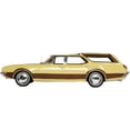 thumbnail image 2 of 1969 Oldsmobile Vista Cruiser with Roof Rack Safron Yellow with Wood Paneling Limited Edition to 230 pieces Worldwide 1/43 Model Car by Goldvarg Collection, 2 of 3