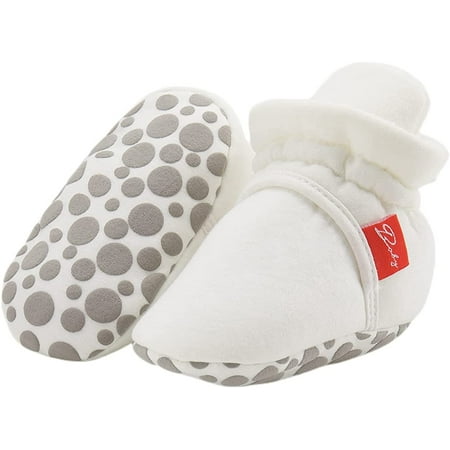 

QWZNDZGR Infant Baby Boy Girl Cozy Fleece Bootie Newborn Stay On Slipper Winter Warm Gripper Non-Slip Crib Shoes