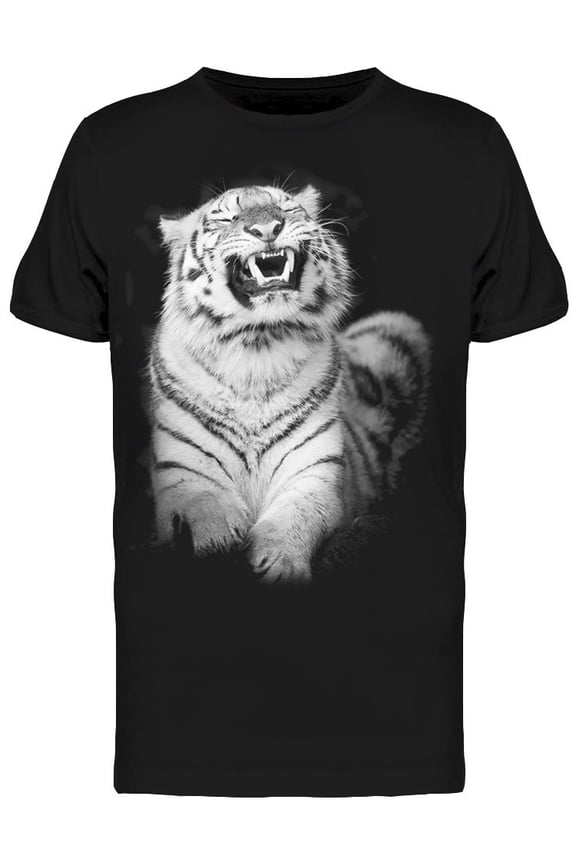 Silly Roaring White Tiger T-Shirt Men -Image by Shutterstock, Male 3X-Large