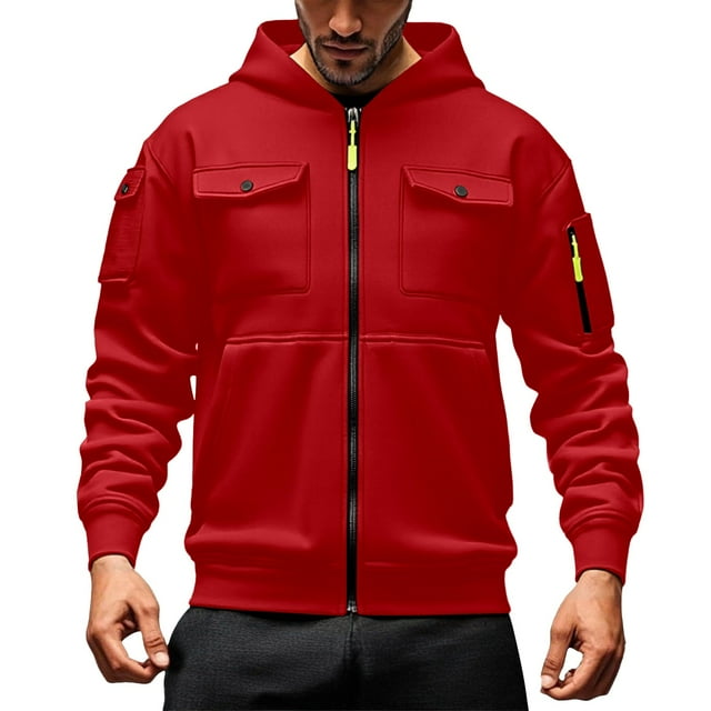 LUOGENLI Chandails à Capuche pour Hommes Graphique TG Classique Mode Chandail à Capuche avec Poche avant Style Cardigan Léger pour Tenue Décontractée Chandails à Capuche et Chandails pour Hommes Rouge2 Taille TG