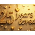 thumbnail image 5 of LUUFILx 25 Years Loved Glitter Banner Decoration Party Supplies Anniversary Backdrop Heart Celebration Event Photography Props Background Decor, 5 of 9