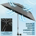 thumbnail image 2 of 2 Pack 48.6" Double Canopy Umbrella with Clamp, UPF50+ Beach Chair Umbrella with clip, 360°Adjustable Portable Outdoor Wheelchair, Patio, Golf Carts,Camping(Not Include Chair), 2 of 10