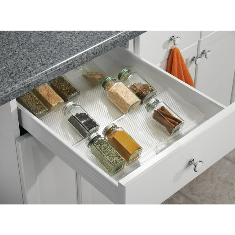 mDesign Expandable Plastic Spice Rack Drawer Organizer, 3 Tiers, 2