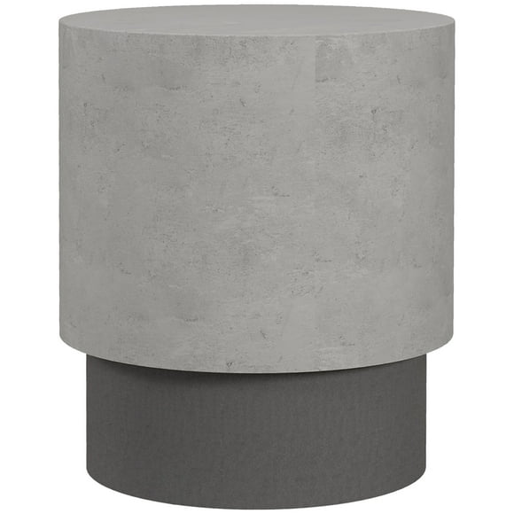 HOMCOM Concrete Finish Accent Table, Round Side Table for Indoor, Outdoor