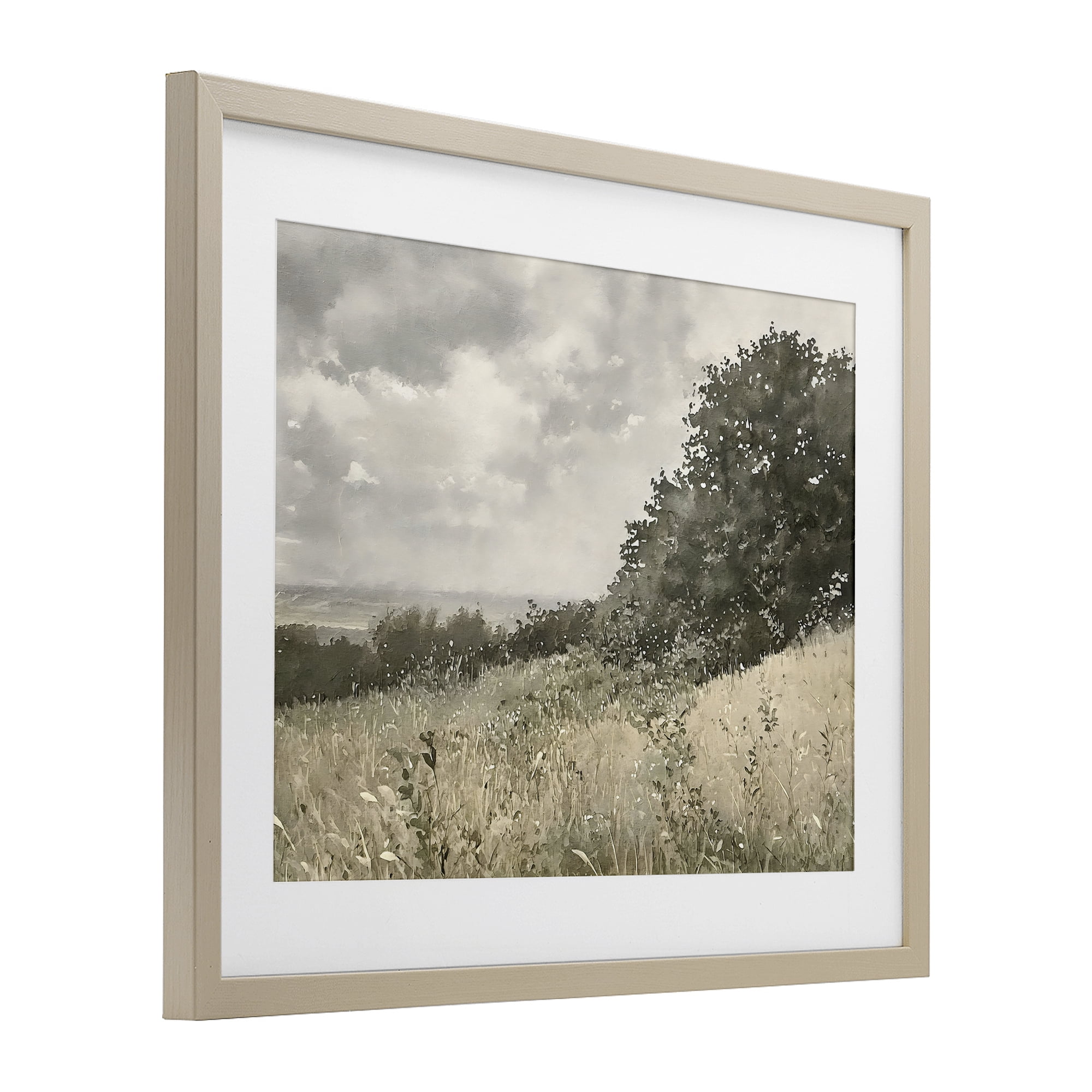 Stupell Industries Soft & Subtle Meadow Landscape Birch Framed Print Under Glass, design by Riley B