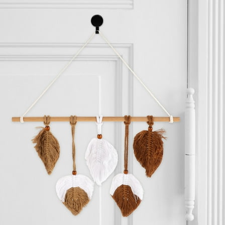 WHAMVOX Macrame Wall Hanging Boho Woven Tapestry Chic Home Decor Modern Boho Handmade Leaf Wall Art Decoration For Apartment Dorm Living Room