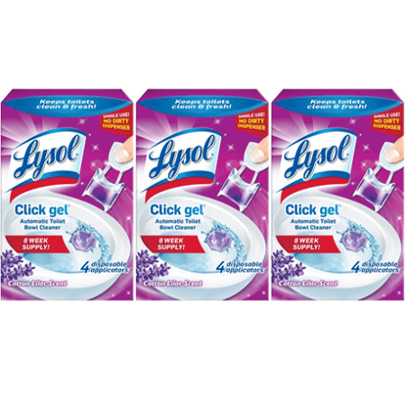 (3 pack) Lysol Automatic Toilet Bowl Cleaning Click Gel, Lavender Scent,
