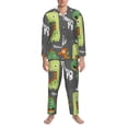 thumbnail image 3 of Naloa Cartoon Dinosaurs Men’s Pajamas Set - Long Sleeve Button Down Sleep Shirt and Pajama Bottoms Sleepwear Set-Large, 3 of 7