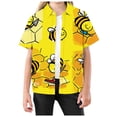 thumbnail image 2 of Byoo Toddler Boys Cute Button Down Shirt with Short Sleeves Bee Print Button-Up Shirt Casual Daily Sport Top,Yellow, 2 of 4