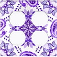 thumbnail image 3 of Metal Light Switch Plate Cover Mandala Purple White Paisley Flower Tile Pattern MDL091, 3 of 13
