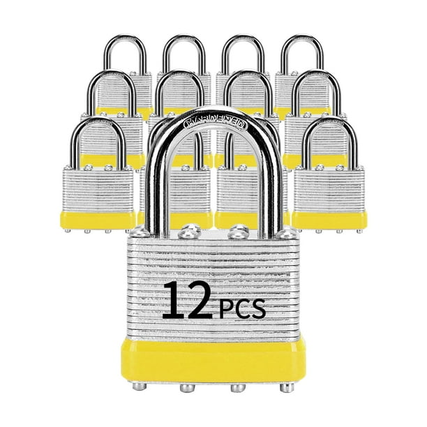 Candados con la misma llave Lqyn 12 piezas Candado con llave laminado (1-9/16"" 40 mm) Cerraduras con llaves iguales Grillete normal para casilleros de almacenamiento Pestillo para cajas de herramient