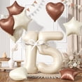 thumbnail image 6 of Cream 18 number balloons, Cream number 18 balloon set, Cream foil star Heart balloon with long latex balloon for girls birthday party decoration, 6 of 13