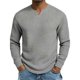 thumbnail image 5 of Ceisia Men's Summer Casual Solid Color V-Neck Long Sleeve Top - Comfortable Daily Outdoor Wear Gift, 5 of 6