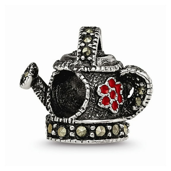 Fancy Bead White Sterling Silver Themed Marcasite 10.91 mm 8.18